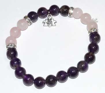 8mm Amethyst & Rose Qtz/ Lotus