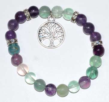 8mm Fluorite & Amethyst/ Tree of Life