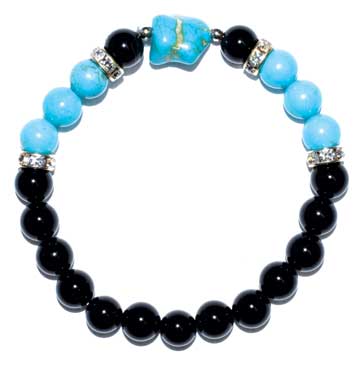 8mm Onyx, Black/ Turquoise