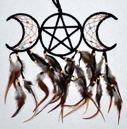 3 1/2" x 9" Black Triple Moon dream catcher