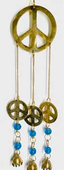 14 1/2" Peace Signs hanging bells