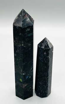 3+" Biotite, Black with blue light in it obelisk