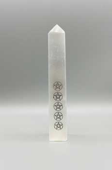 6-7" Pentagram Selenite obelisk