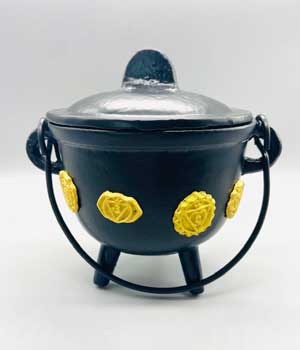 5" Cast iron cauldron w/ lid Chakras