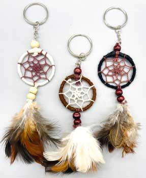 (set of 6) 2" Natural dreamcatcher keychain