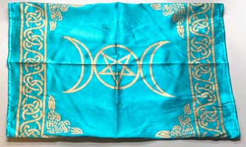 21" x 21" Turquoise Triple Moon altar cloth