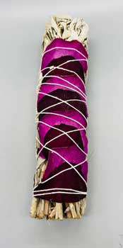 9" Rose Petals White Sage smudge stick